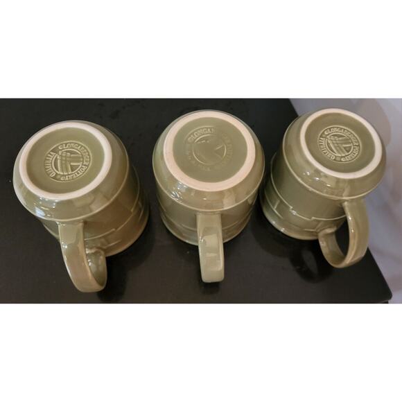 3 Longaberger Woven Traditions Pottery Heritage Sage Green Coffee Mugs - Picture 2 of 8